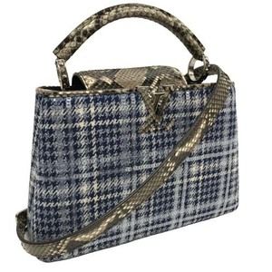 Louis Vuitton Capucines BB Tweed x Python Sequin Bag Blue Exotic